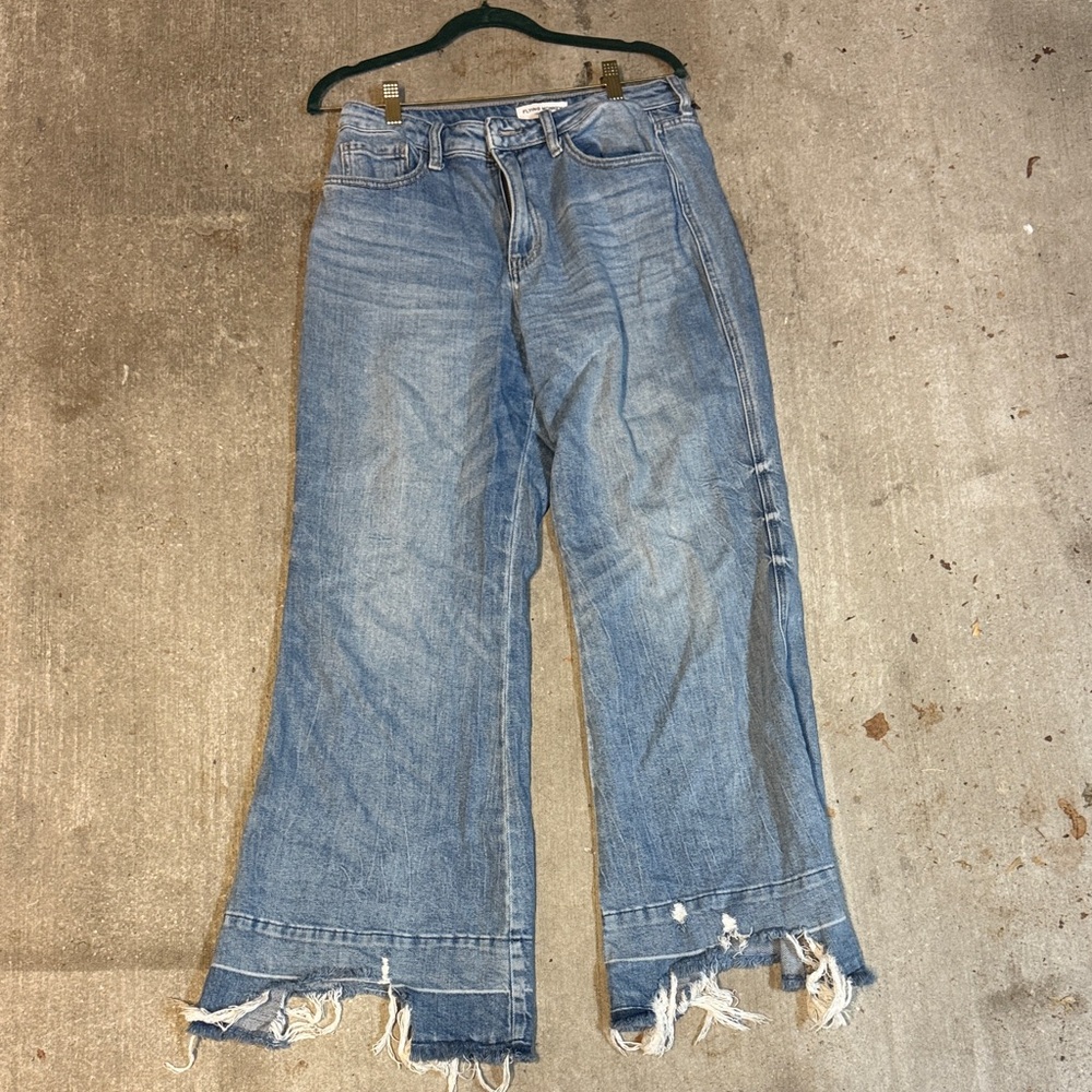 Flying Monkey Light Blue Distressed Flare Jeans